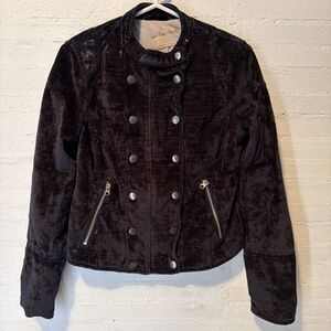 Boho Glam Retro Chic Military We The Free Dusk Till Dawn Velvet Moto Jacket S